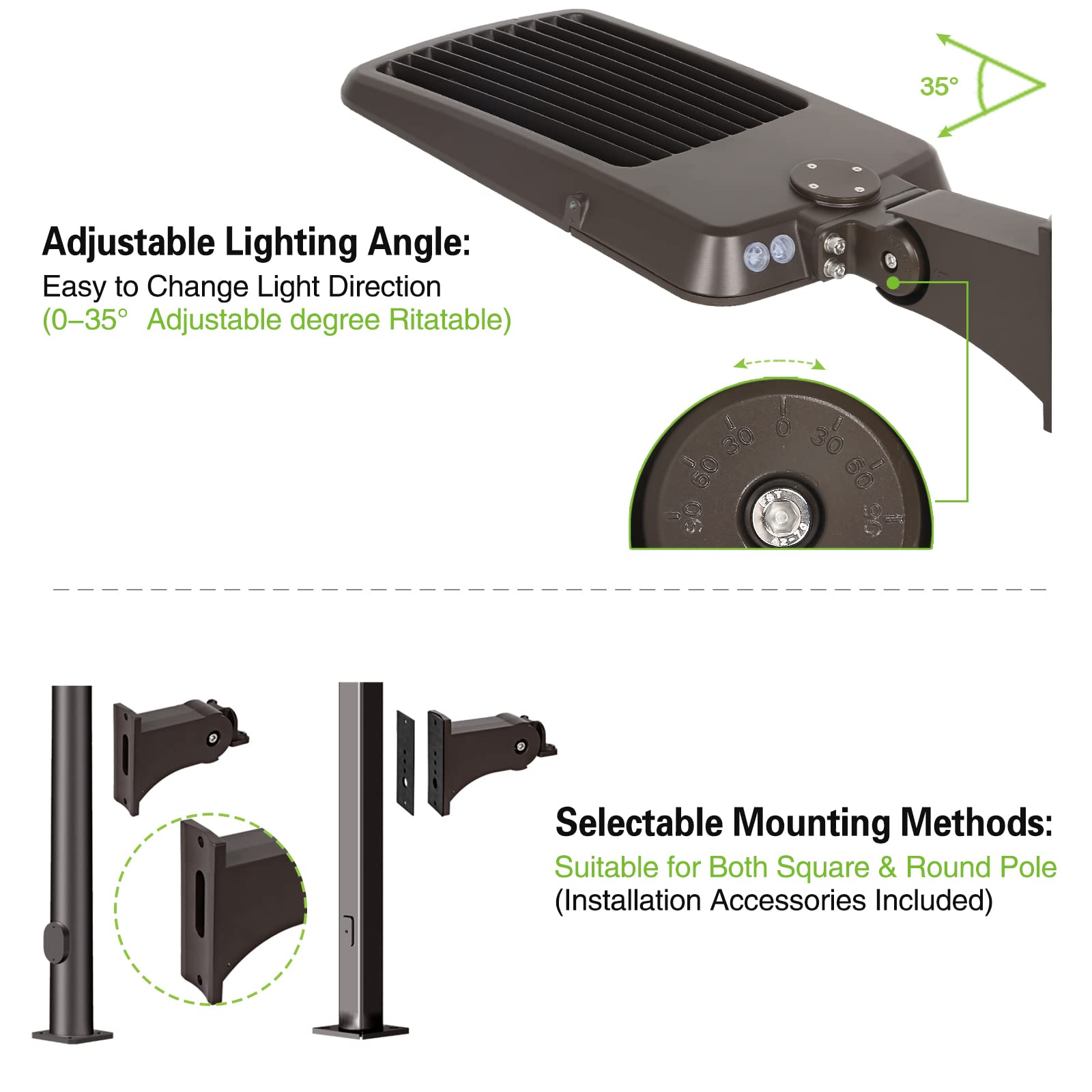 hykolity 240W/300W Switchable LED Parking Lot Light, 150LM/W 5000K LED Street Lighting with Photocell Sensor[750W-1000W HPS Equiv.] 5000K 100-277V, Commercial Adjustable Arm Mount LED Shoebox Light