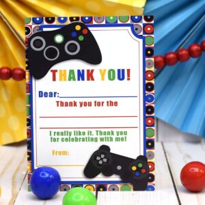 Game On Video Gamer Themed Thank You Notes for Kids, Ten 4" x 5.5" Fill in the Blank Cards with 10 White Envelopes by AmandaCreation