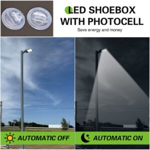 hykolity 240W/300W Switchable LED Parking Lot Light, 150LM/W 5000K LED Street Lighting with Photocell Sensor[750W-1000W HPS Equiv.] 5000K 100-277V, Commercial Adjustable Arm Mount LED Shoebox Light