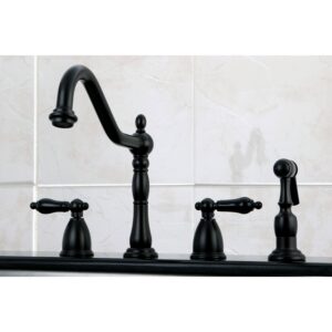 Kingston Brass KB1795PKLBS Duchess 8 inch To 16 inch Widespread Kitchen Faucet with Brass Sprayer, 8-1/4 inch In Spout Reach, Oil Rubbed Bronze