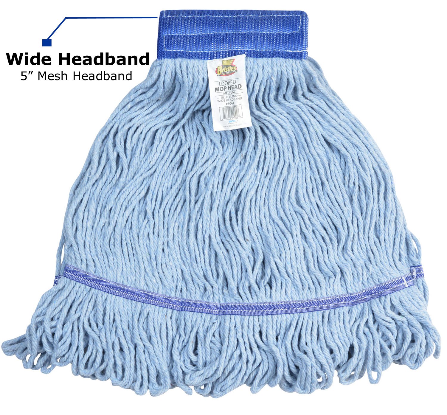 Bristles 3041 Commercial Mop Head Replacement, Looped End, Medium, Cotton