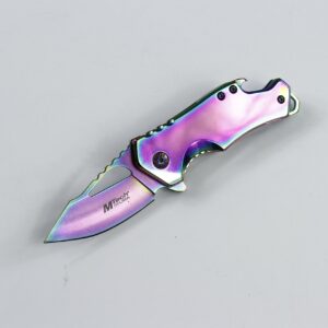 Small Colored MTech Style Pocket Knife Spring Asissted (Ti-Rainbow)