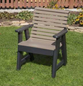 ecommersify inc weathered wood-poly lumber roll back poly resin 2 feet patio garden chair heavy duty everlasting polytuf hdpe - made in usa - amish crafted