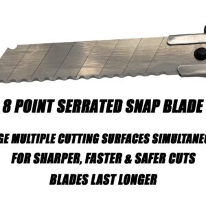 Rapid Edge Multi-Point 18mm Serrated Snap-Off Utility Knife Blades with 10 Blades (12 Pack)