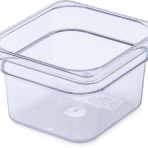 Carlisle FoodService Products Storplus Food Pan, Food Storage Container with Spoonable Corners for Catering, Buffets, Restaurants, Polycarbonate (Pc), 1/6 Size 4 Inches Deep, Clear, (Pack of 6)