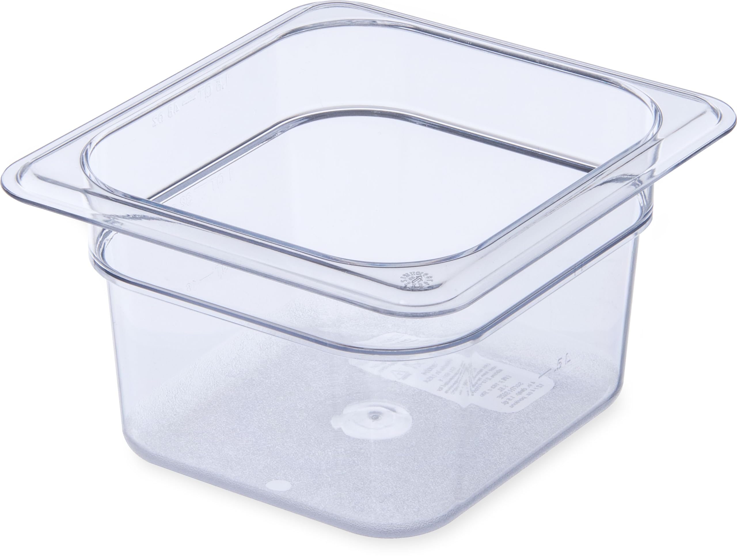 Carlisle FoodService Products Storplus Food Pan, Food Storage Container with Spoonable Corners for Catering, Buffets, Restaurants, Polycarbonate (Pc), 1/6 Size 4 Inches Deep, Clear, (Pack of 6)