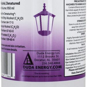 Duda Energy eth950 950 mL bottle of Denatured Ethanol with 200-Proof Ethyl Alcohol IPA and NP Acetate (Packaging may vary)