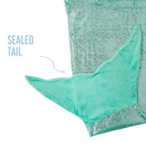 PixieCrush Mermaid Tail Blanket for Teenagers/Adults & Kids Thick, Plush Super Comfy Fleece Snuggle Blanket with Double Stitching, Keep Feet Warm (Small, Shiny Green)