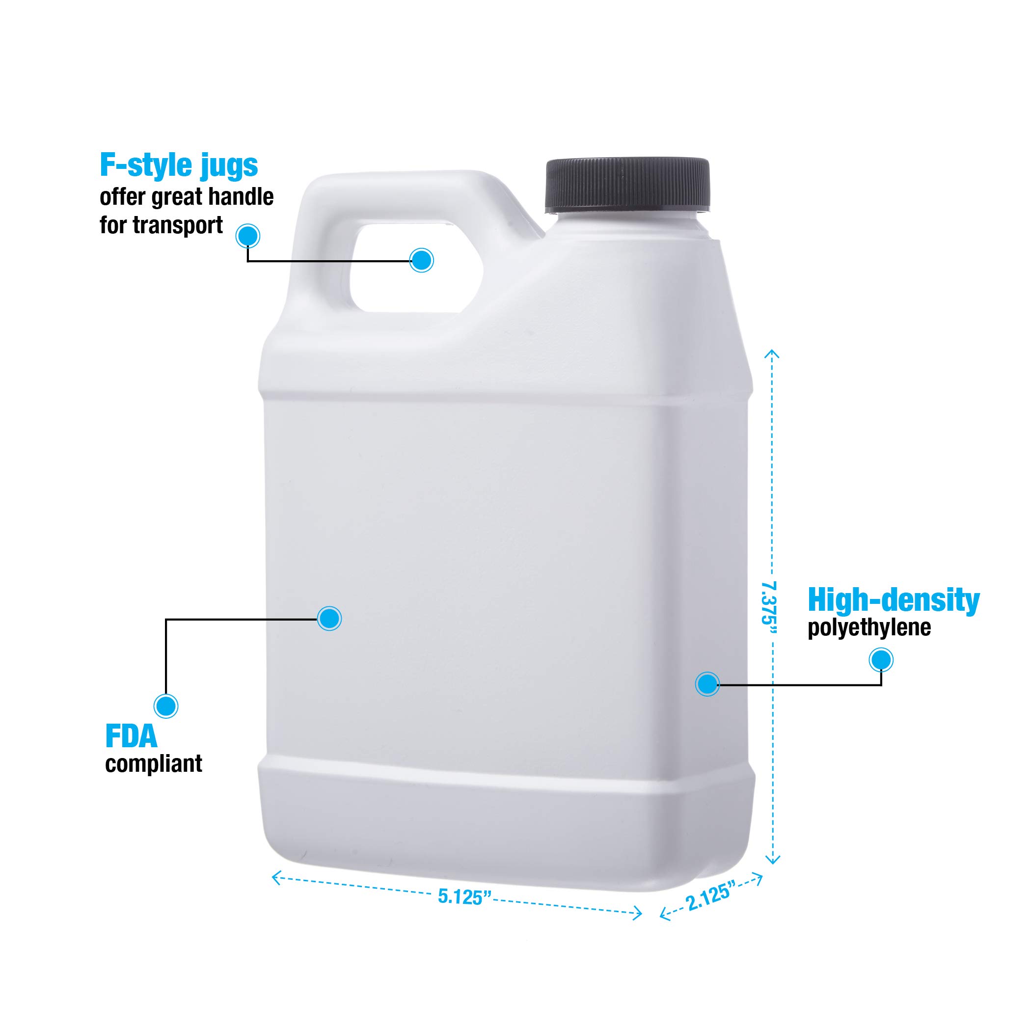 Consolidated Plastics Rectangular F-Style Bottle with Cap, HDPE, White, 32oz, 12 Piece