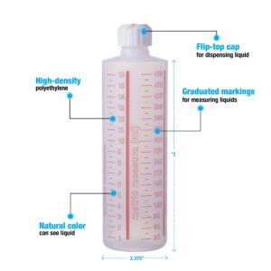 Consolidated Plastics Cylinder Measure Bottle with Cap, HDPE, Natural, 16oz, 12 Piece