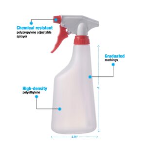 Consolidated Plastics Leakproof Spray Bottle with Red Sprayer, HDPE, Natural, 22oz, 12 Piece