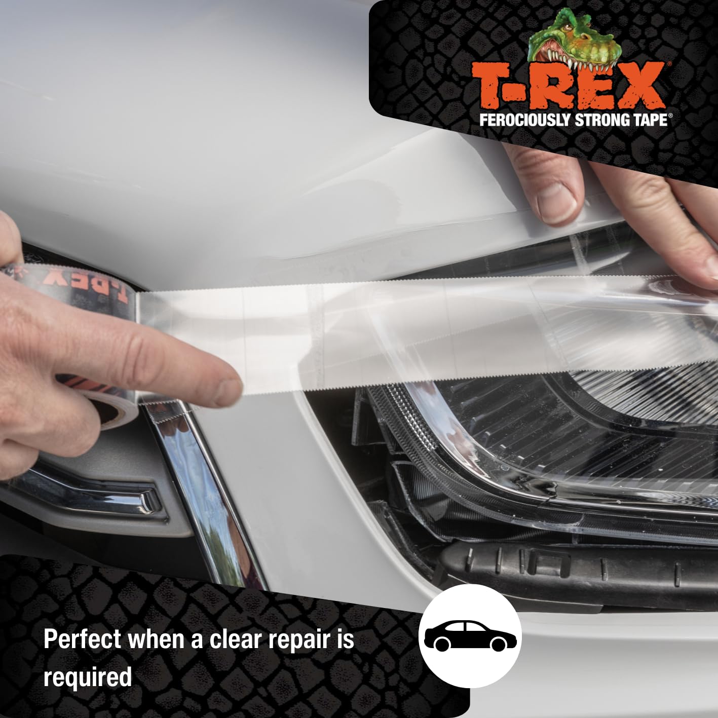 T-REX Ferociously Strong Repair Tape, Sticks to Wet Surfaces, All Weather and UV Resistant, 1.88" x 9 Yards, Clear, 1-Roll (241535)