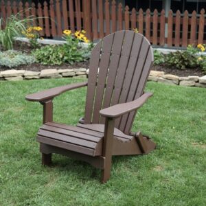 Weathered Wood-Poly Lumber Folding Adirondack Chair with Rolled Seating Heavy Duty Everlasting Lifetime PolyTuf HDPE - Made in USA - Amish Crafted