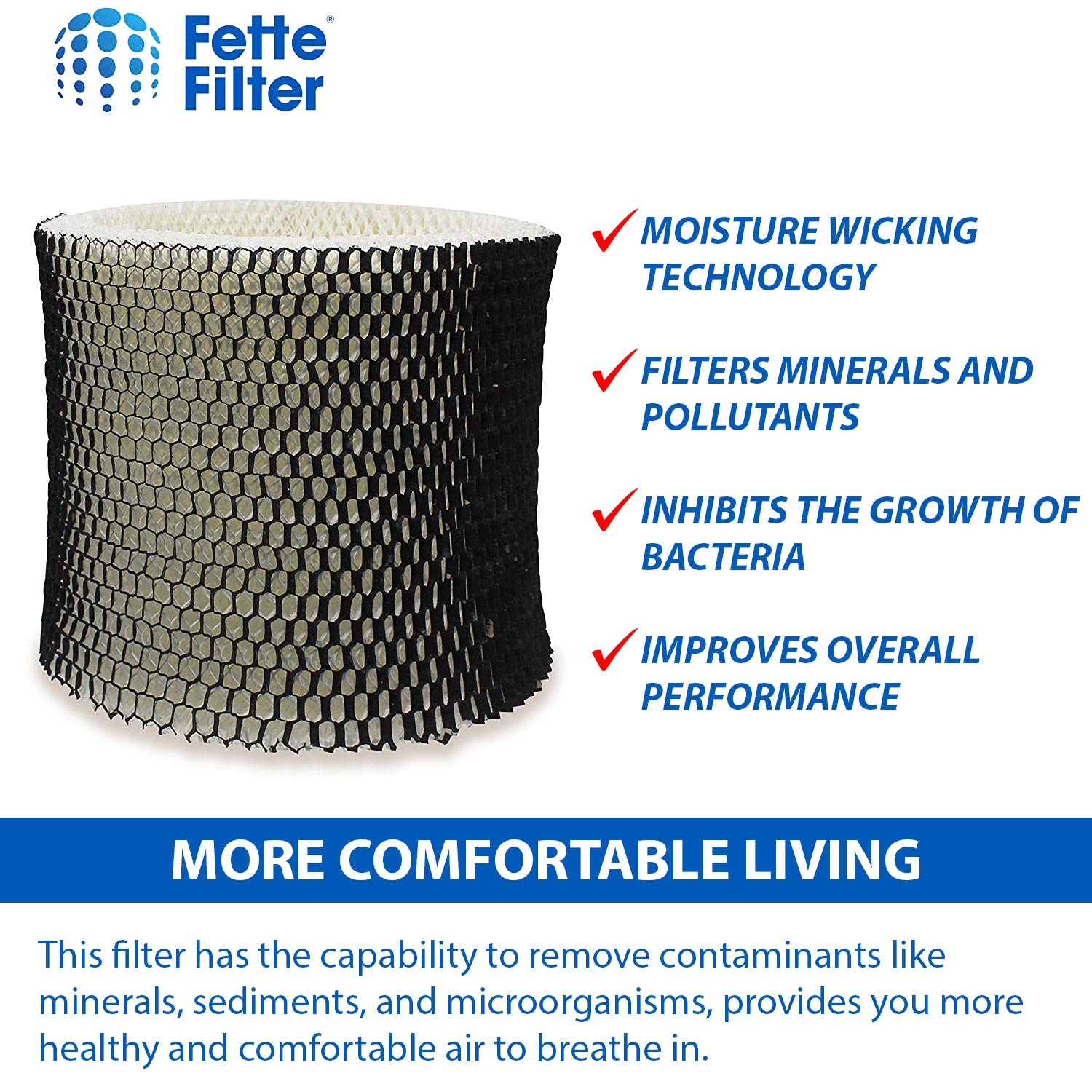 Fette Filter - Humidifier Wicking Filter Compatible with Holmes HWF65, HWF65PDQ-U - Filter C. (Pack of 2)