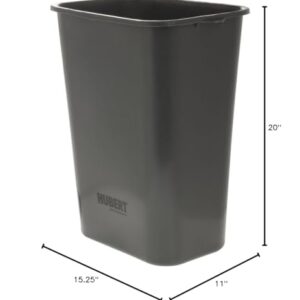 HUBERT Trash Can 41 qt Grey Plastic - 15 1/4"L x 11"W x 20"H