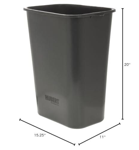 HUBERT Trash Can 41 qt Grey Plastic - 15 1/4"L x 11"W x 20"H