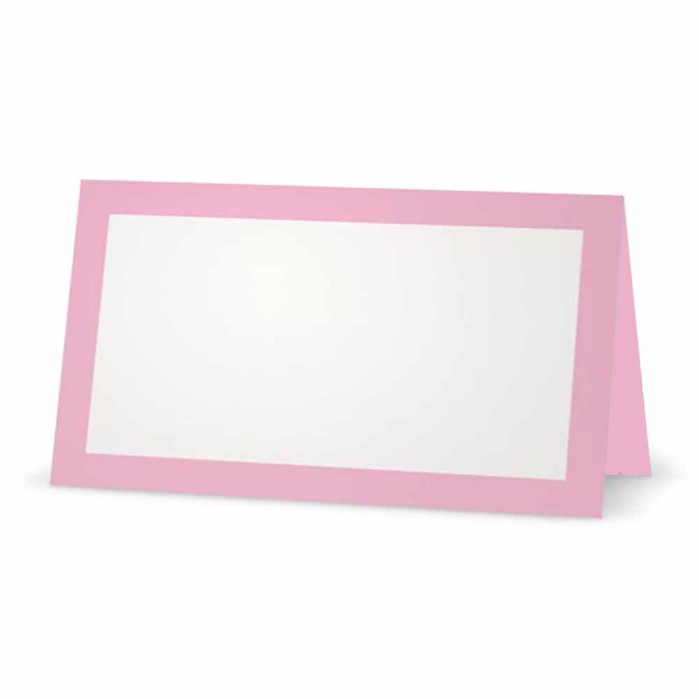 Light Pink Place Cards - Flat or Tent Style - 10 or 50 Pack - White Blank Front Solid Color Border Placement Table Name Dinner Seat Stationery Party Supplies Occasion Event Holiday (10, Tent Style)