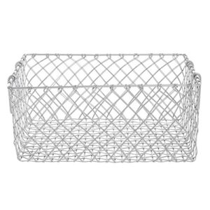 hubert metal storage basket with handles rectangular urban link matte silver steel wire - 16 15/16"l x 12 3/16"w x 7 7/8"h