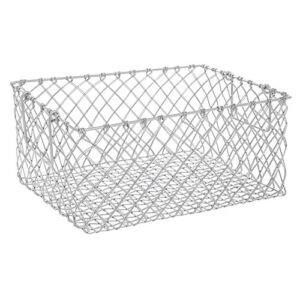 HUBERT Metal Storage Basket with Handles Rectangular Urban Link Matte Silver Steel Wire - 16 15/16"L x 12 3/16"W x 7 7/8"H