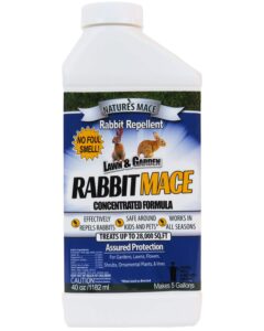 nature’s mace rabbit repellent 40oz concentrate/covers 28,000 sq. ft. / rabbit repellent and deterrent/keep rabbits out of your lawn and garden/safe to use around children & plants