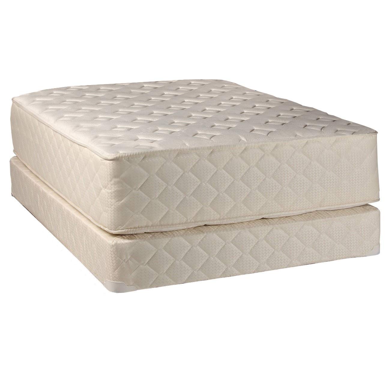 Dream Solutions USA Highlight Luxury Firm 54" Wx75 Lx14 H Full Mattress & Low 5" Height Box Spring Set Fully Assembled - Spinal Back Support, Innerspring Coils, Longlasting Comfort