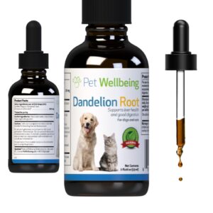 pet wellbeing dandelion root for cats - liver & heart health, digestive function, blood sugar support, certified organic - veterinarian-formulated herbal supplement 2 oz (59 ml)