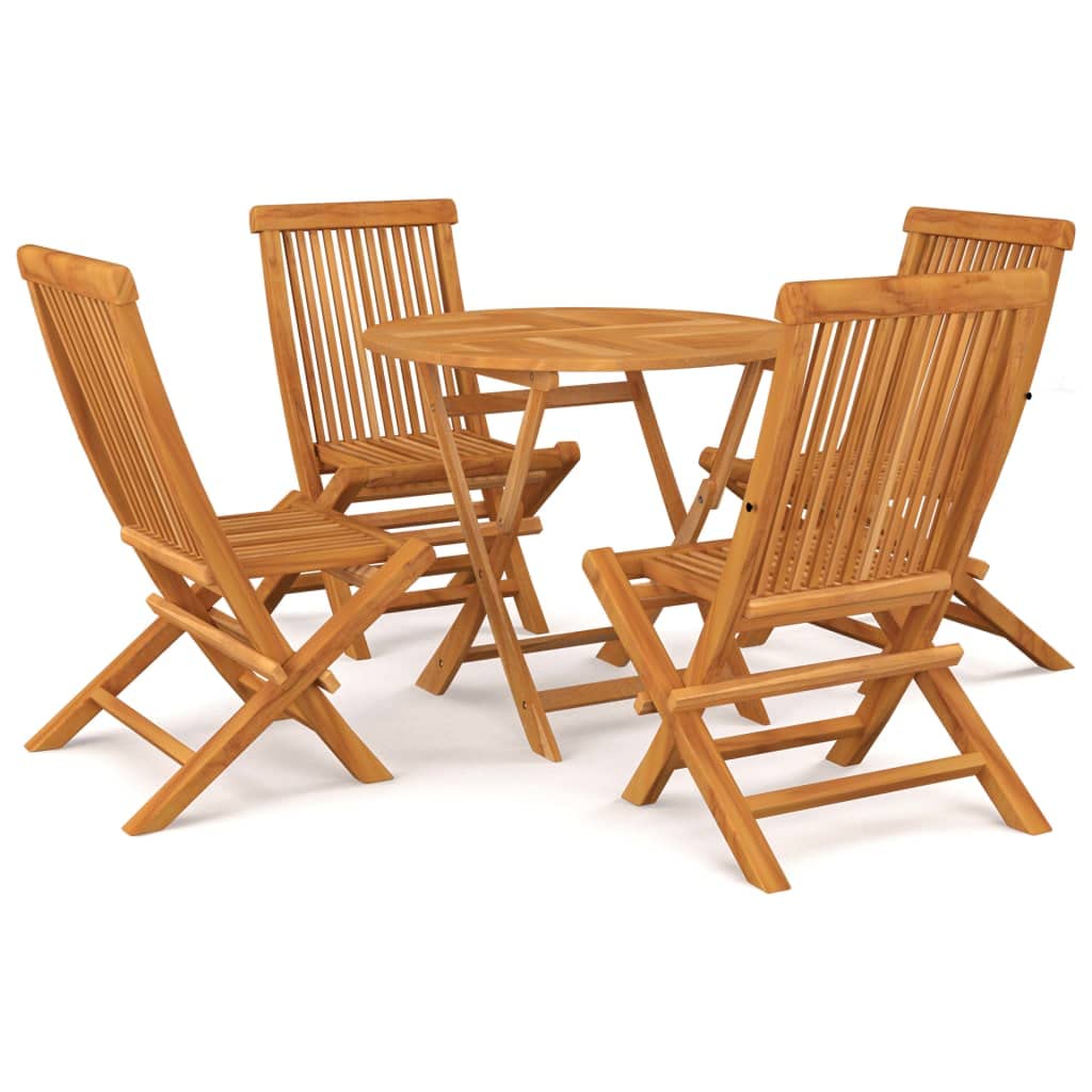 vidaXL Folding Patio Chairs Set of 4, Outdoor Wooden Seats for Garden Dining Capming Beach Deck, Stable Structure Easy to Store, Solid Teak Wood