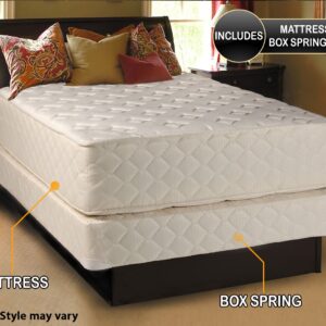 Dream Solutions USA Highlight Luxury Firm 54" Wx75 Lx14 H Full Mattress & Low 5" Height Box Spring Set Fully Assembled - Spinal Back Support, Innerspring Coils, Longlasting Comfort