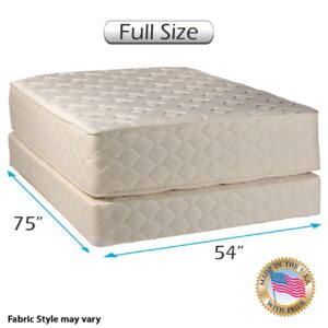 Dream Solutions USA Highlight Luxury Firm 54" Wx75 Lx14 H Full Mattress & Low 5" Height Box Spring Set Fully Assembled - Spinal Back Support, Innerspring Coils, Longlasting Comfort