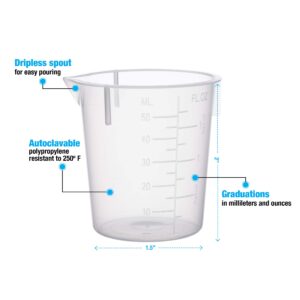 Consolidated Plastics 45374 Disposable Beaker, Polypropylene, 50 mL, 100 Piece