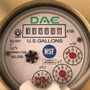 DAE MJ-200 2" NSF61 Non Lead Potable Water Meter, Pulse Output + Couplings, Gallons