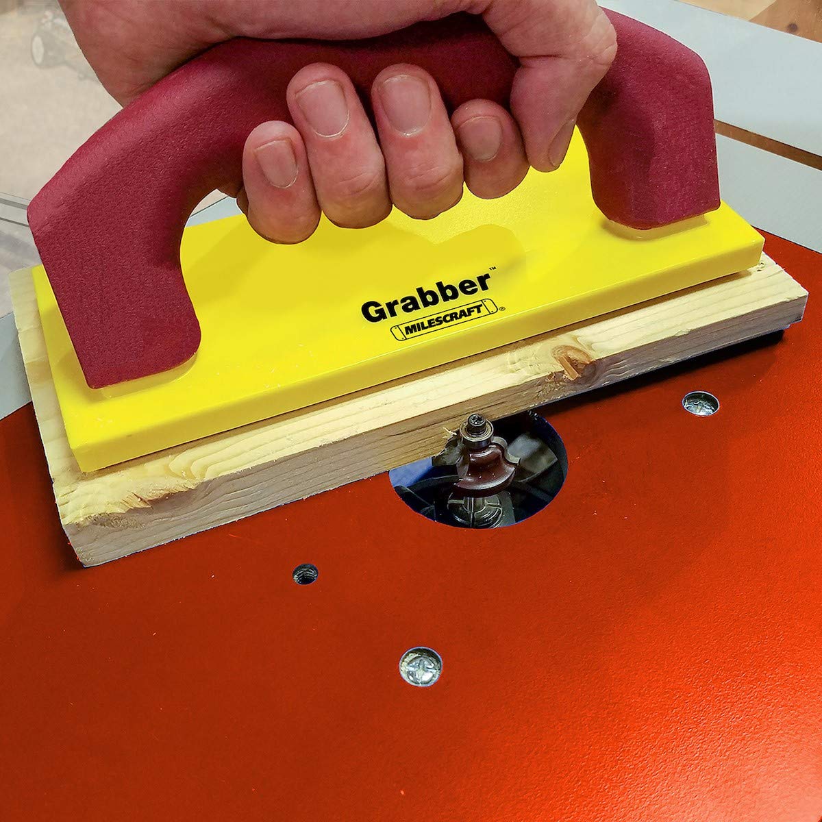 Milescraft 3403 GRABBER - Pushblock for Table Saws, Router Tables, Band Saws & Jointers, Yellow/Red