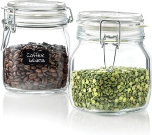 bormioli rocco synchkg114546 fido clear glass jar with 85 mm gasket , 0.75 liter (pack of 2)