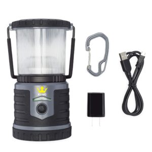 KYNG Rechargeable LED Lantern Brightest Light for Camping, Emergency Use, Outdoors, and Home- Lasts for 250 Hours on a Single Charge- Includes USB Cord and Wall Plug, Built in Phone Charger