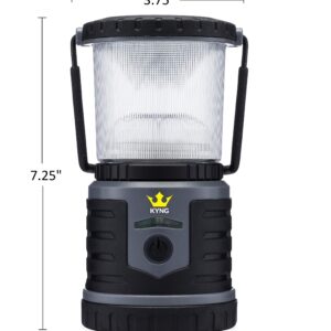 KYNG Rechargeable LED Lantern Brightest Light for Camping, Emergency Use, Outdoors, and Home- Lasts for 250 Hours on a Single Charge- Includes USB Cord and Wall Plug, Built in Phone Charger