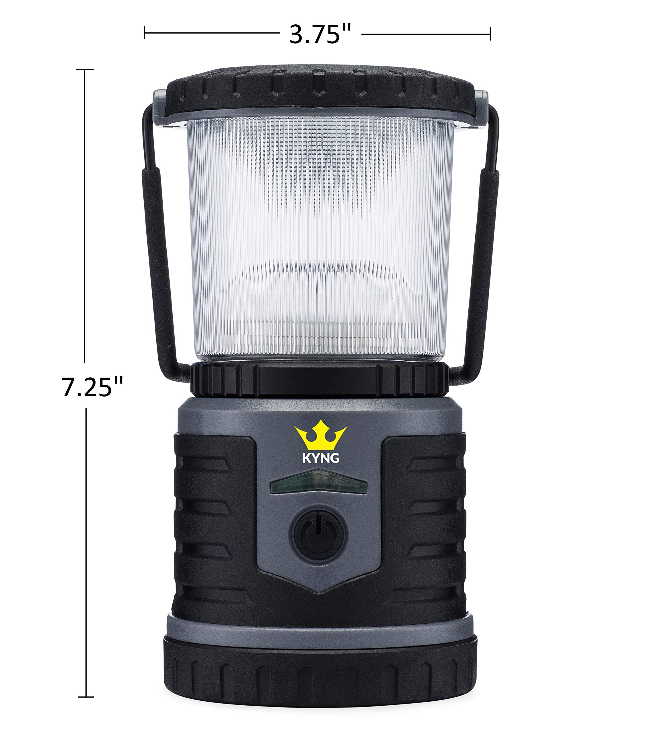 KYNG Rechargeable LED Lantern Brightest Light for Camping, Emergency Use, Outdoors, and Home- Lasts for 250 Hours on a Single Charge- Includes USB Cord and Wall Plug, Built in Phone Charger