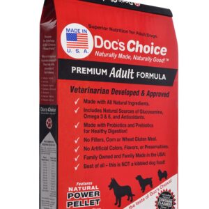 Doc's Choice Premium Adult Chicken Dry Dog Food - Great for Adults and Seniors, Veterinarian Developed, No Fillers/Artificial Ingredients, Made in The USA