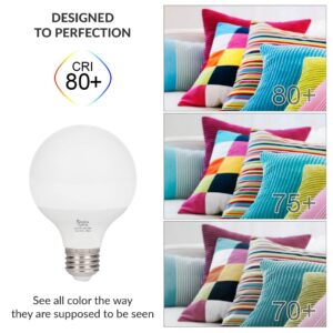 Simba Lighting LED Vanity Globe G25 (G80) Light Bulb for Bathroom, Makeup Mirror | Decorative White Frosted Cover, 8W, 60W Equivalent, 120V, Standard E26 Medium Base, Warm White 2700K, Pack of 3