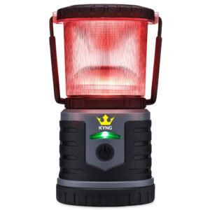 KYNG Rechargeable LED Lantern Brightest Light for Camping, Emergency Use, Outdoors, and Home- Lasts for 250 Hours on a Single Charge- Includes USB Cord and Wall Plug, Built in Phone Charger