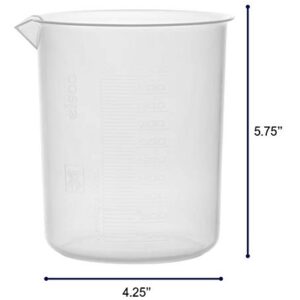 EISCO 3PK Plastic Beakers, 1000ml - Polypropylene Plastic - Raised Graduations, Tapered Spout - Euro Design