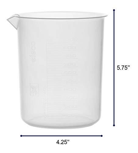 EISCO 3PK Plastic Beakers, 1000ml - Polypropylene Plastic - Raised Graduations, Tapered Spout - Euro Design