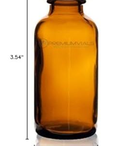 1 Oz (30 ml) Amber Boston Round Glass Bottle w/Cap - Pack of 12