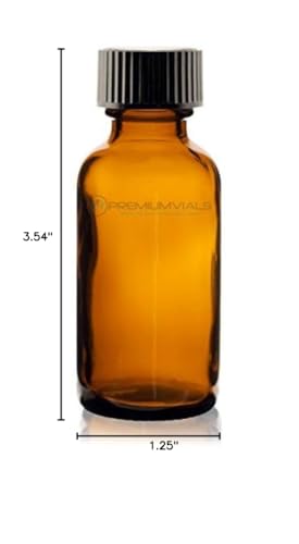 1 Oz (30 ml) Amber Boston Round Glass Bottle w/Cap - Pack of 12