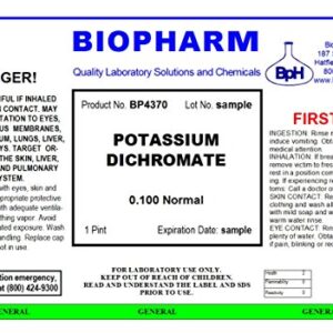 Biopharm Potassium Dichromate 0.100 Normal — 500 mL (1.06 Pint)