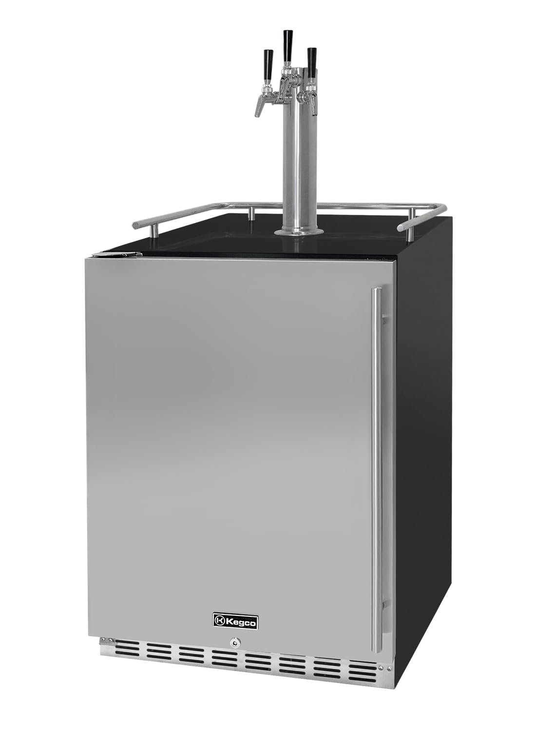 Kegco Kegerator 24" Wide Triple Tap Black/Stainless Steel Undercounter Beer Dispenser HK38BSU-L-3