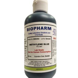 Methylene Blue 1% Aqueous Solution (for Lab Use Only — Not for Human Consumption) — 250 mL — Convenient Dispensing Cap