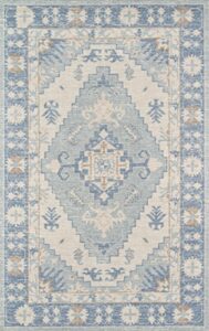 momeni anatolia wool and nylon area rug, 3'3" x 5', blue