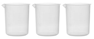 eisco 3pk plastic beakers, 1000ml - polypropylene plastic - raised graduations, tapered spout - euro design