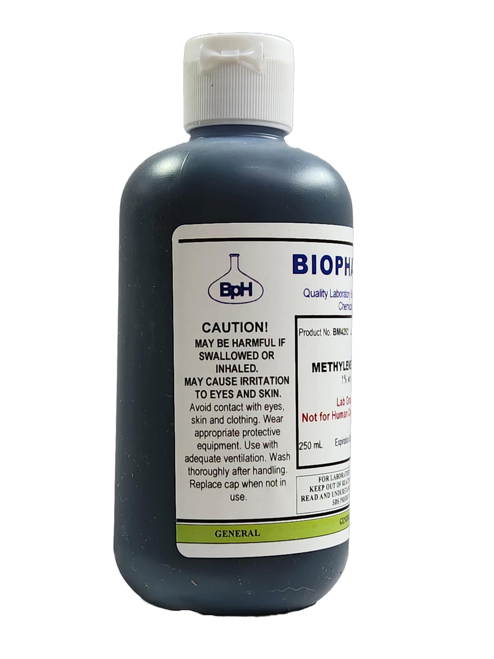 Methylene Blue 1% Aqueous Solution (for Lab Use Only — Not for Human Consumption) — 250 mL — Convenient Dispensing Cap