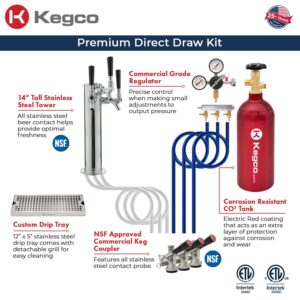 Kegco Kegerator 24" Wide Triple Tap Black/Stainless Steel Undercounter Beer Dispenser HK38BSU-L-3